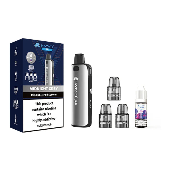 Hayati X4 Refillable Pod Vape Kit  Includes 1X Nic Salts 20mg + 3x Refillable Pods - DMVapes